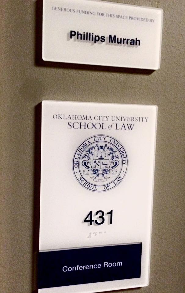 OCU Law Conference room sign