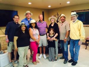 Committee members Chance Pearson, Monica Ybarra, Ray Zschiesche and Judge Patricia Parrish, Honorary member Taylor and guests Ivonne Molina and Travis Weedn with the Elderly Brothers at the Spring Fling party.