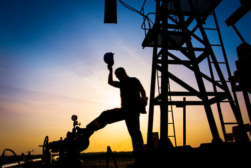 Worker on a drill rig