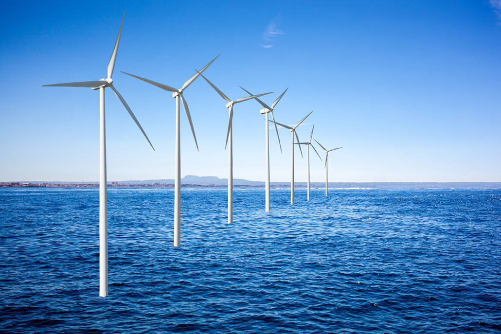 Wind generators turbines in the sea