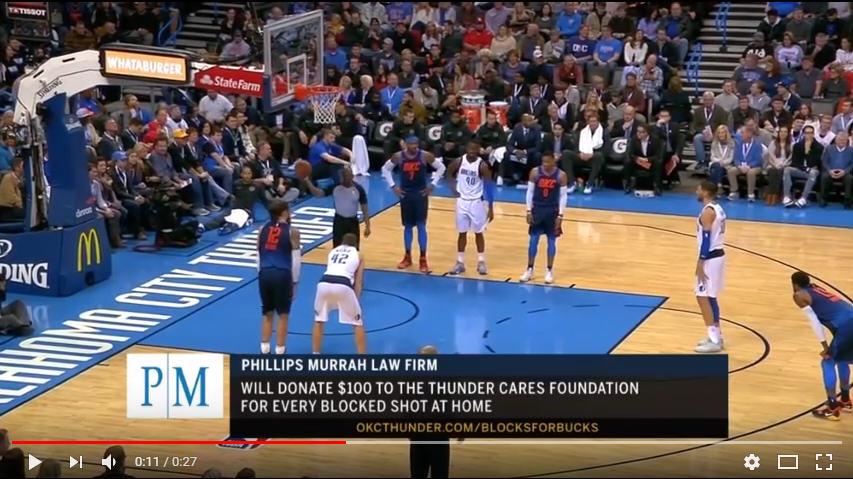 Phillips Murrah OKC Thunder BLocks for Bucks TV still frame