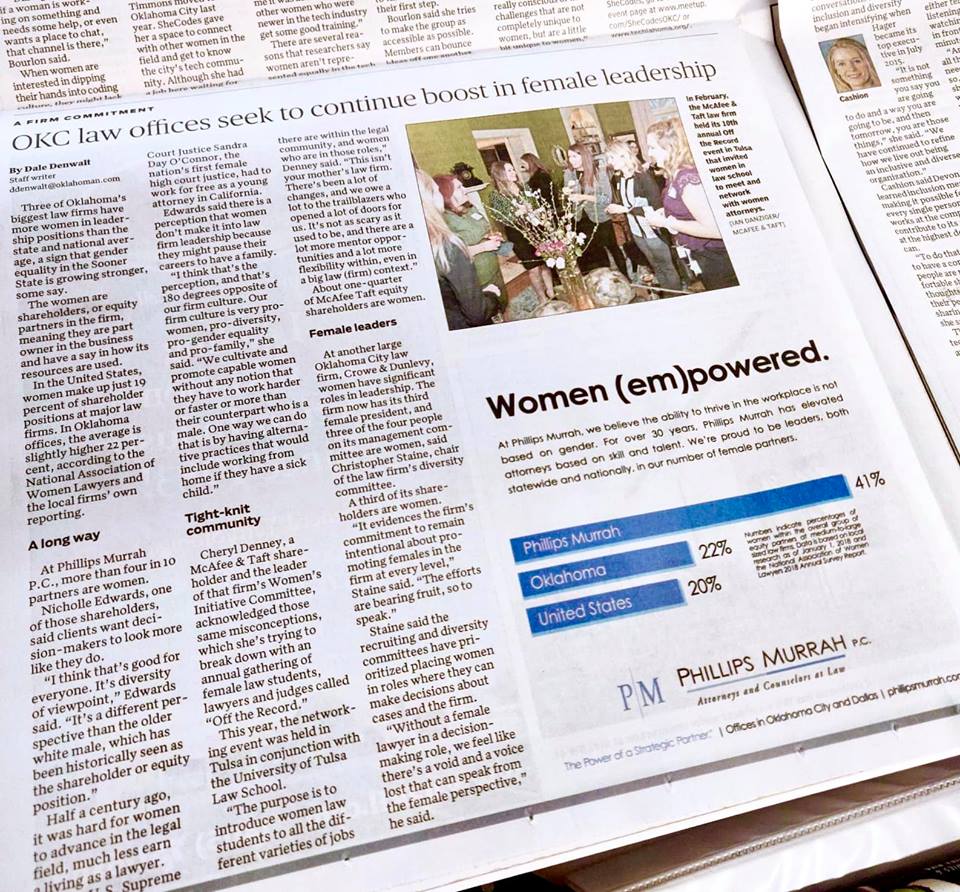 Phillips Murrah gender equity article in Oklahoman