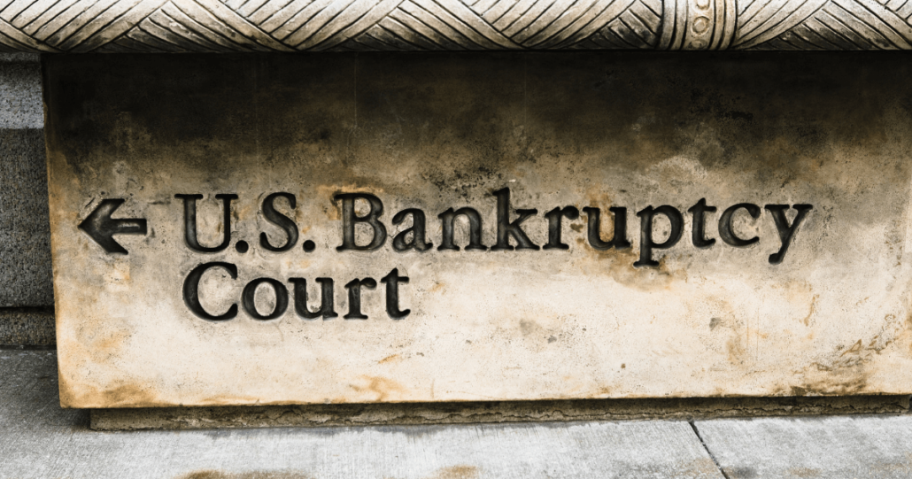 The cornerstone of a United States government building shows directors to the U.S. Bankruptcy Court.