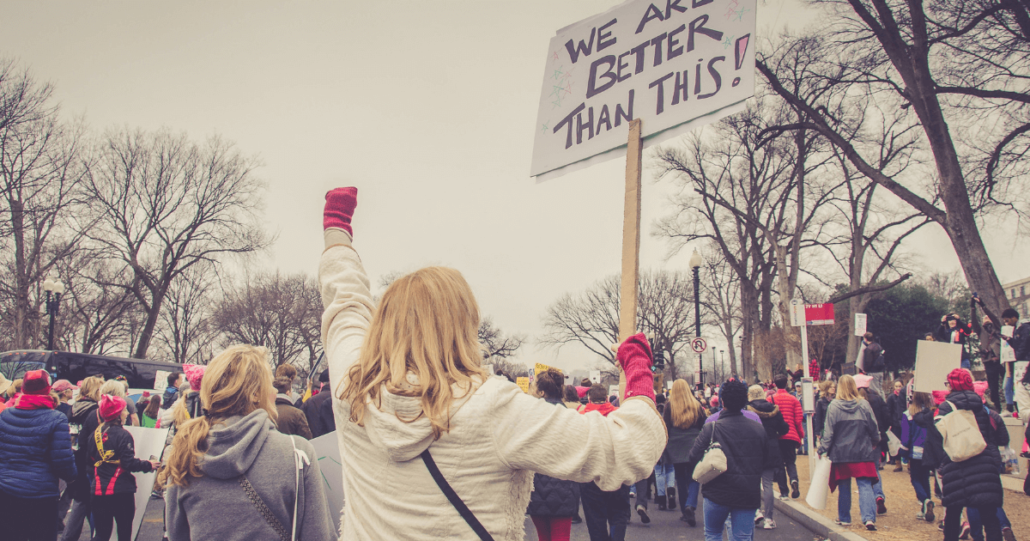 Women protest at a #MeToo rally that was sparked by the allegations against Harvey Weinstein.