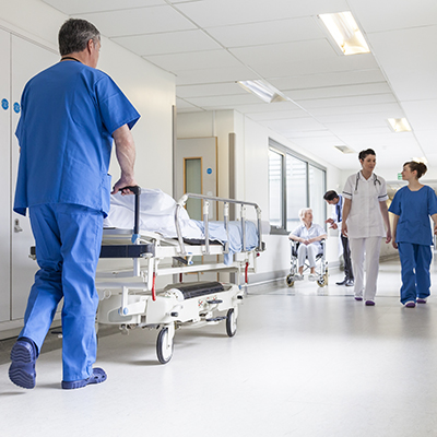 hospital corridor with doctors