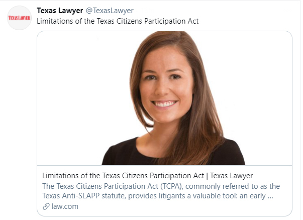 Laurel L. Baker featured in Texas Lawyer