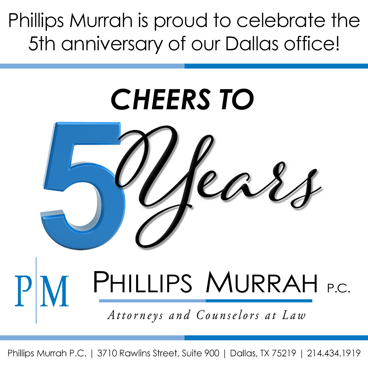 Dallas 5-year anniversary promotional graphic