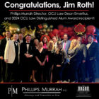 Graphic featuring attorneys on stage posing for a photo.