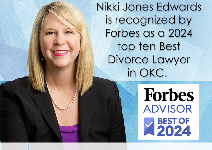 Graphic promoting Nikki Edwards on Forbes list for 2024 best divorce lawyers