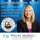 promotional graphic for Nikki Edwards election to OCBA Board.