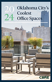 Image of CBRE Coolest Office publication cover featuring Phillips Murrah patio