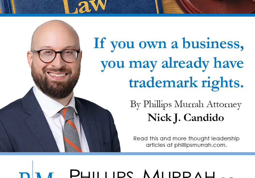 graphic promoting thought leadership article by Phillips Murrah attorney Nick Candido.