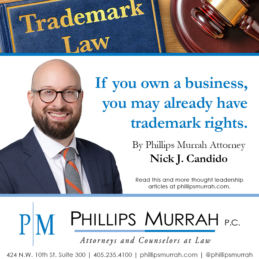 graphic promoting thought leadership article by Phillips Murrah attorney Nick Candido.