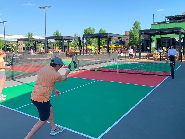 Phillips Murrah summer clerks playing pickleball