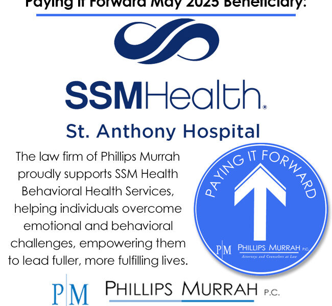 The law firm of Phillips Murrah proudly supports SSM Health Behavioral Health Services, helping individuals overcome emotional and behavioral challenges, empowering them to lead fuller, more fulfilling lives.
