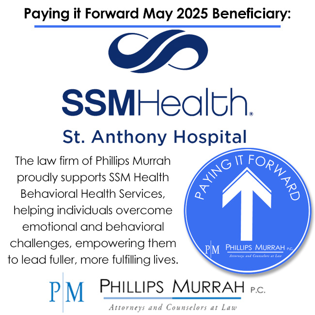 The law firm of Phillips Murrah proudly supports SSM Health Behavioral Health Services, helping individuals overcome emotional and behavioral challenges, empowering them to lead fuller, more fulfilling lives.