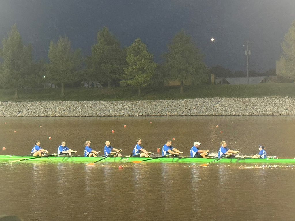 Phillips Murrah Law and Oarder rowing team at the finish line