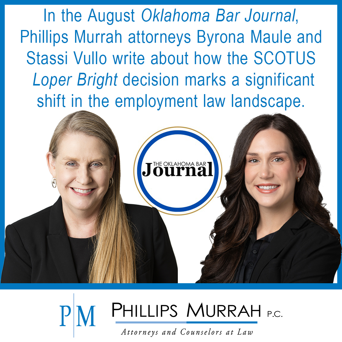 promotional graphic with two attorneys and newspaper logo