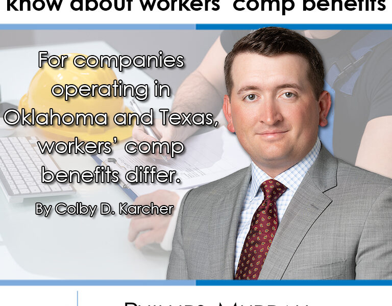 Decorative featured image graphic showing Phillips Murrah attorney author Colby Karcher
