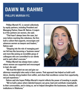 image if a text block featuring an image of Phillips Murrah President Dawn Rahme 