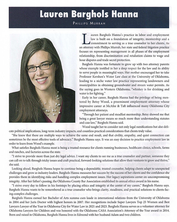 Lauren Hanna Page in Journal Record